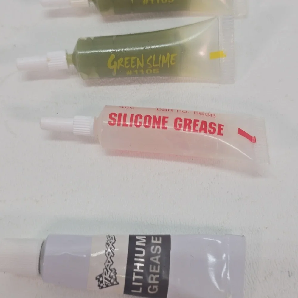 Team Associated Lot Of 6 Grease Tube 4cc Each Black Grease Green Slime Silicone